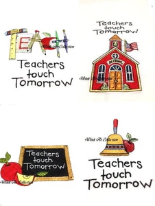 Susan Winget "Teachers Touch Tomorrow" Embroidered Guest Hand Towel Set of 4 - Picture 1 of 1