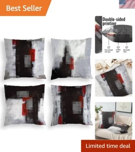 Red and Black Throw Pillow Covers 18x18 Set of 4 Decorative Cushion Cover Gre... - Picture 1 of 7