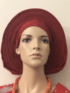 Gel automático Aso Oke, gel automático, gel automático rojo, gel listo hecho, casco africano - Imagen 1 de 3