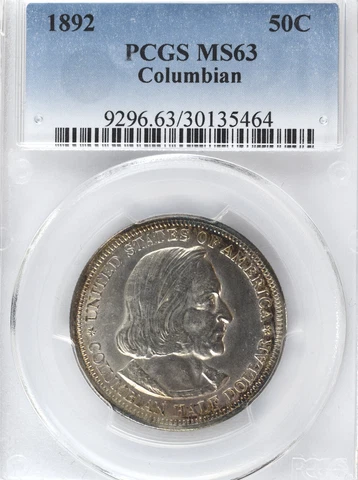 1892 50C Columbian MS63 PCGS Cover