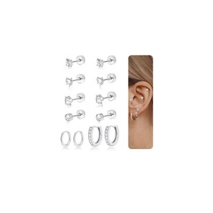 Surgical Steel Earrings for Women Men,Hypoallergenic Titanium Flat Back Earri... - Picture 1 of 6