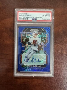 2021 DREW BLEDSOE BLUE SHIMMER PANINI PRIZM AUTO 03/05 PATRIOTS FIRST YEAR PRIZM - Picture 1 of 2