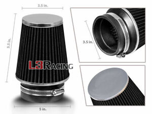 BLACK 3.5" Inches 89mm Inlet Cold Air Intake Cone Narrow Filter Audi / VW