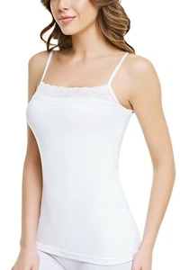 Damas Chaleco de Algodón Liso Prenda para el torso Encaje Diseño Cuello Camisa con Correas S/M XL - Imagen 1 de 1