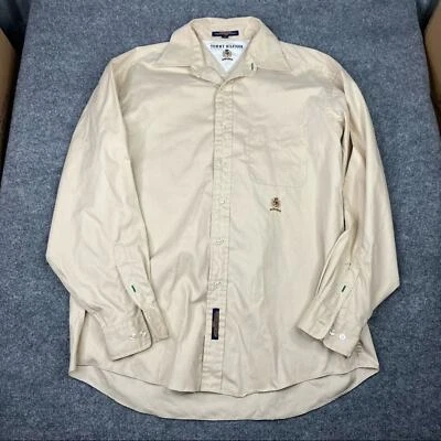 Рубашка на пуговицах Tommy Hilfiger мужская размер 16 большая бежевая желтовато-коричневая длинная Sleev  - Изображение 1 из 4