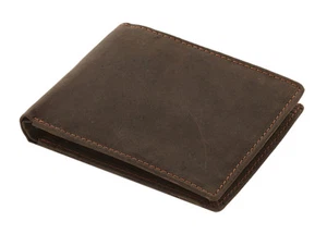 Hombres Caballeros RFID Rústico Marrón Oscuro Cuero Real Billetera Protector de Tarjeta Sin Contacto - Imagen 1 de 5