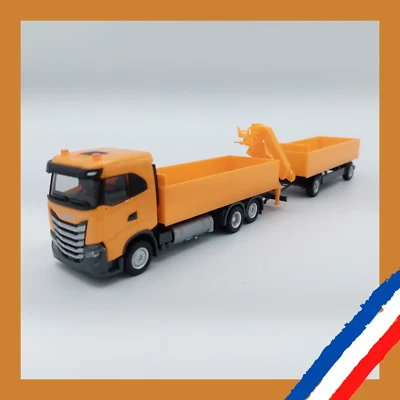 HERPA - IVECO S-WAY ND camion remorque plateau grue - 316217 - HO - Photo 1/4