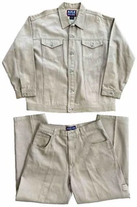 Vintage Achse Jeans Kleidung D.J. Elkins braune Denim 2-teiliges Jeansjacke Hose Set Herren - Bild 1 von 10