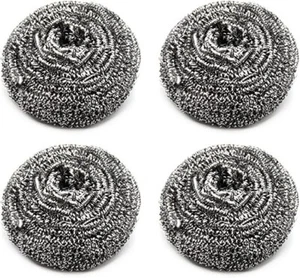 4 PCS New STAINLESS STEEL SCOURERS Wire Kitchen Cleaning Washing Up Pads Pot Pan - Picture 1 of 6
