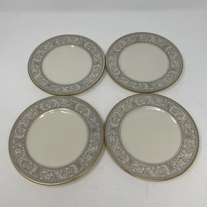 Set of 4 Franciscan Grey Renaissance Gold Trim Bread & Butter Plates 6 3/8" - Picture 1 of 5