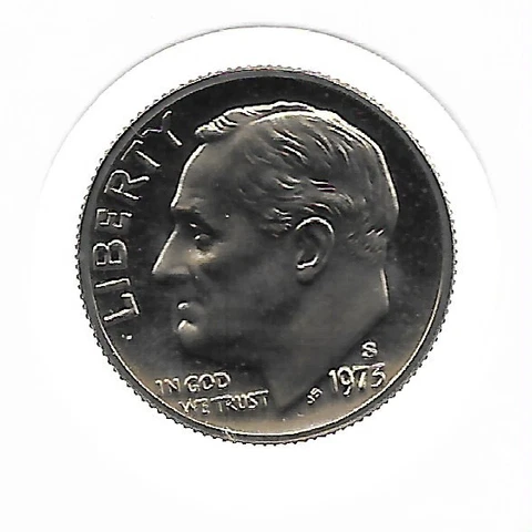 Rare Old US Roosevelt Dime 1973-S Gem Proof Cameo DCAM Collection Coin LOT:K72 Cover