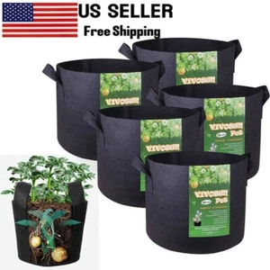 5 × Plant Grow Bags Fabric Nursery Pot Soil Bag with Handles Thickened Nonwoven. - Picture 1 of 29