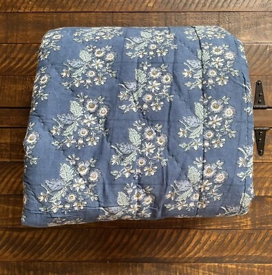 Pottery Barn - Edredón Regan Artesanal Reversible Azul Completo/Reina ¡Nuevo! Foto 1 de 2