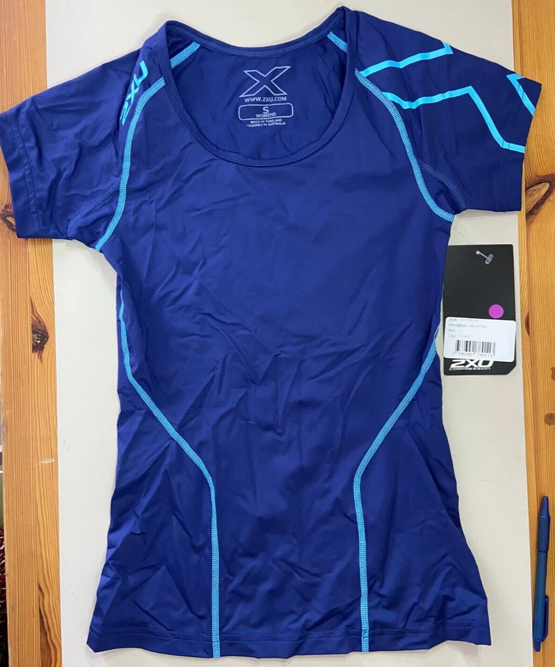New 2XU Women Short Sleeve Compression Top Custom Blue Small - Изображение 1 из 2
