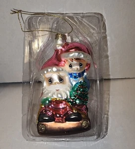 PRECIOUS MOMENTS 612029 SLEDDING WITH SANTA ORNAMENT - Picture 1 of 3