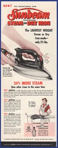Vintage 1952 SUNBEAM Steam or Dry Iron Appliance Ephemera 1950's Print Ad - Picture 1 of 1