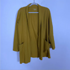 Eileen Fisher Yellow 100% Merino Wool Open Cardigan Sweater Jacket