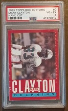 1985 Topps Football #C Mark Clayton Rookie Box Bottoms Hand Cut card PSA 4 Vg-Ex