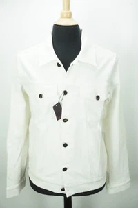 Isaia Napoli Cotton Denim White Trucker Coat Jacket Sz 40 us 50R eu Brand New - Picture 1 of 8