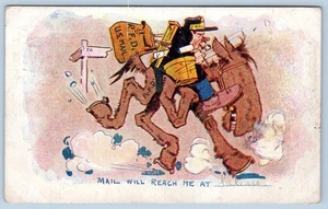 1908 POST ERREICHT MICH IN SALEM (OHIO) POSTBOTE AUF ESEL MAULTIER JACKASS POSTKARTE - Bild 1 von 2