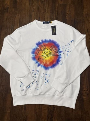 NUEVO CON ETIQUETAS Polo Ralph Lauren Tie Dye Cuello Redondo Sudadera Pullover Polar Para Hombre’s L. Foto 1 de 4