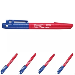 x5 Milwaukee 48-22-3180 INKZALL Fine Point Clog-Resistant Tip Marker, Blue - Picture 1 of 2
