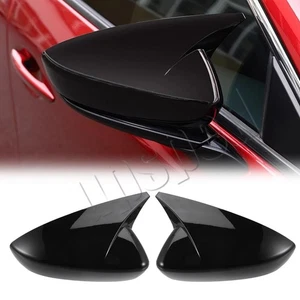 1Pair Gloss Black Rearview Mirror Cap Cover Trim For Mazda 3 Axela M3 2014-2016 - Picture 1 of 5