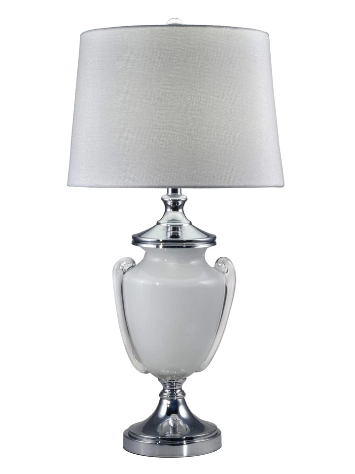 SAT16008 Hand Blown Art Glass Table Lamp, Alaska, White, 31-Inch Tall - Image 1 of 4