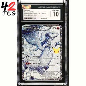 CGC Gem Mint 10 Reshiram 113/114 Pokémon Celebrations Classic Col. Black & White - Picture 1 of 4
