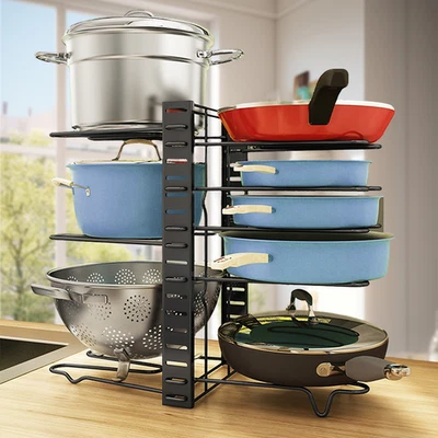 Organizador de ollas y sartenes ajustable de 8 niveles soporte para ollas para gabinete de cocina Foto 1 de 4