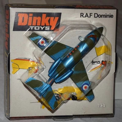 复古 Dinky No. 728 英国皇家空军 Dominie 飞机蓝色压铸 - 全新带盒 - R.A.F. — 第 1/4 张图片