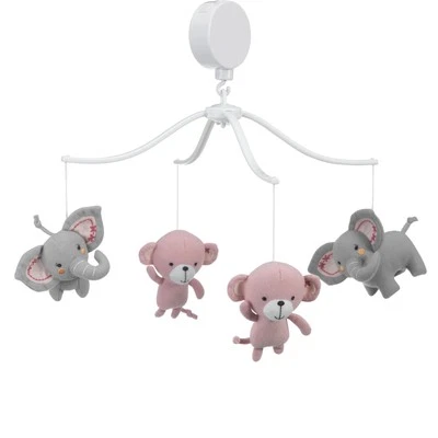 Bedtime Originals Twinkle Toes Musical Baby Crib Mobile - Pink, Gray, Animals - Image 1 of 3