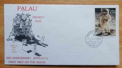 Palau First Day of Issue Stamped Envelope - 1989, 20th Anniversary of Apollo 11 - Image 1 of 4