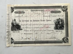 1901 GETTYSBURG AND HARRISBURG RAILWAY COMPANY RAILROAD STOCK CERTIFICATE  - Picture 1 of 2