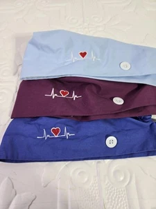 Lot of 3 Unisex Adults Adjustable Working Caps, Surgery Hats with Buttons - Picture 1 of 11
