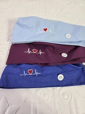 Lot of 3 Unisex Adults Adjustable Working Caps, Surgery Hats with Buttons - Image 1 of 4