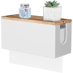Paper Towel Dispenser Wall Mount, Wooden Bathroom Paper Towel Holder with Lid... - Picture 1 of 7