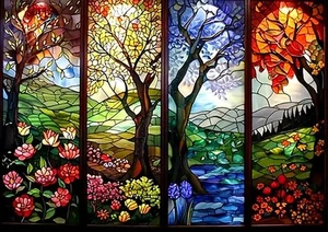 Four Seasons Diamond Painting – 5D Full Drill DIY Art Kit for Adults Decor 16x12 - Picture 1 of 7