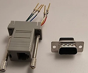 D-sub Adapter male 9 Way D-Sub to Female RJ45 6 WIRE ONLY - Picture 1 of 9