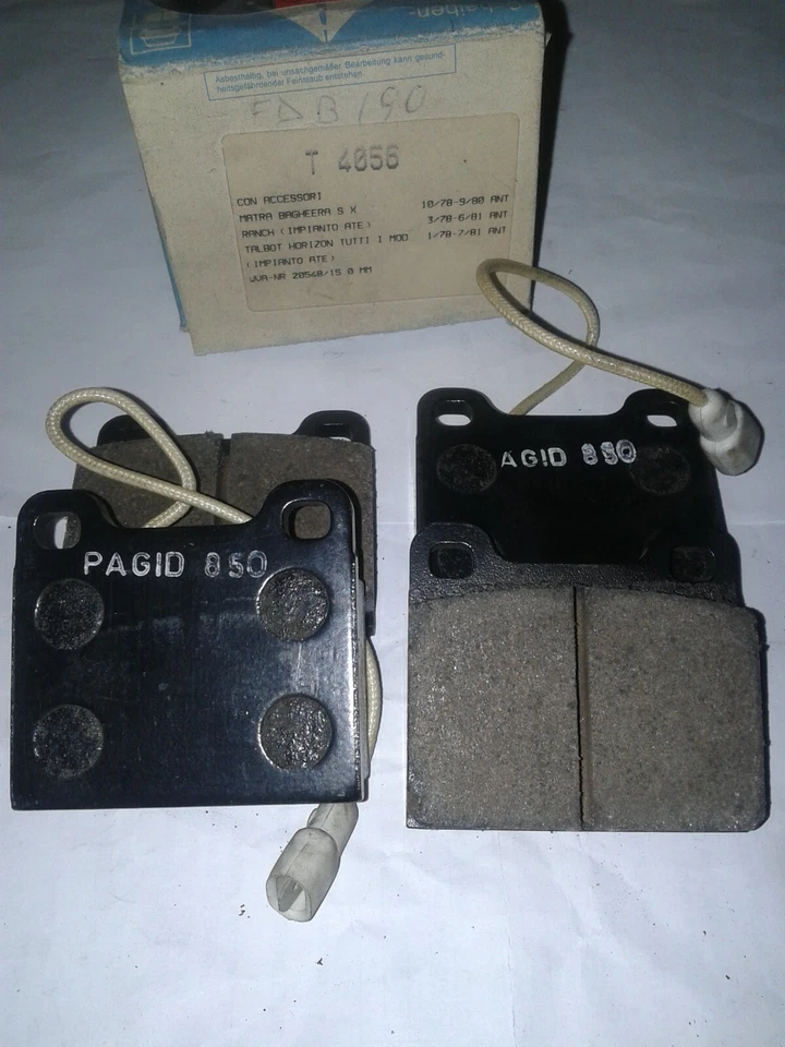 PASTICCHE FRENO ANT. TALBOT MATRA BAGHEERA RANCHO HORIZON - Immagine 1 di 1