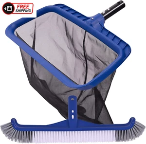 Fine Mesh Pool Skimmer Net & Pool Brush Head, Pool Net Skimmer with Sturdy Frame - Picture 1 of 12