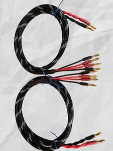 Wlancable Pro Braided BiWire Speaker Cable 1 Pair, 2 to 4 Banana, 7 Ft. - Picture 1 of 2
