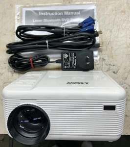 LASER (PJT-DVDHD-906) LED 720P HD Projector with DVD Player & Wi-Fi White USED - Foto 1 di 10