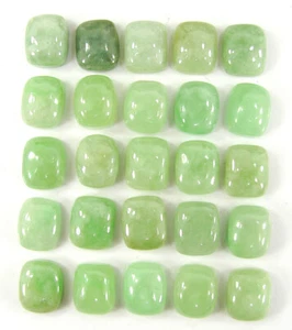 Lote de 25 piezas de piedras preciosas sueltas de jade verde natural de 127,25 quilates cabujón 9x11 mm - 64348 - Imagen 1 de 5