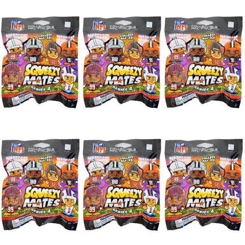 NFL Squeezymates Series 4 Mini Figure Clips : LOT of 6 NEW Blind Bags! Cover