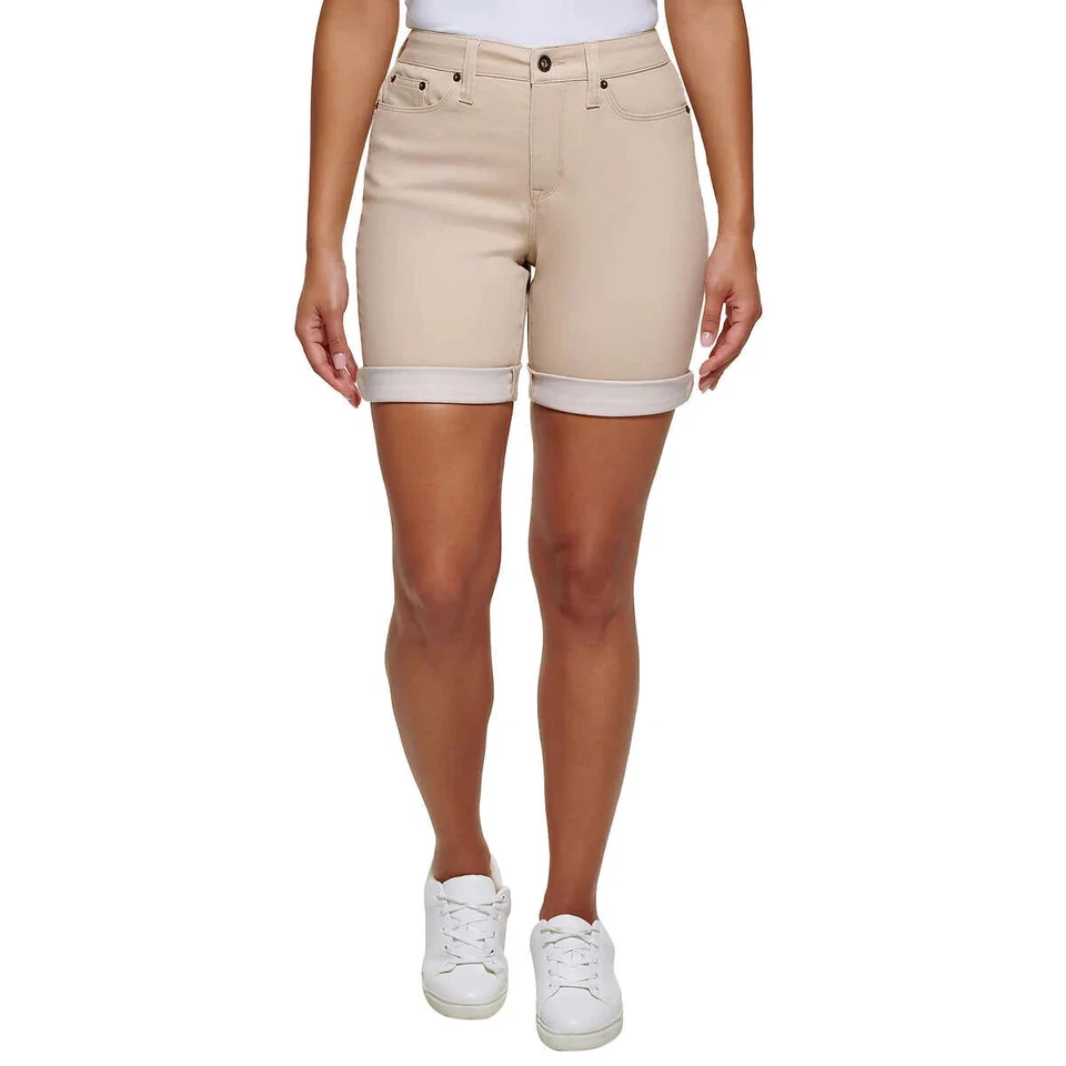 NUEVO CON ETIQUETAS DKNY Jeans Para Mujer 9" Bermudas Verano Pantalones Cortos Dobladillo Enrollado Talla 8 $55 1HL040 Foto 1 de 3