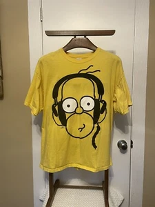 HOMER SIMPSONS Headphones Jamming Yellow T-Shirt Adult X-Large XL used - Picture 1 of 8