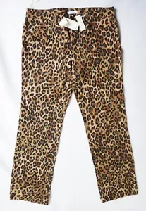 Leopard animal print JONES 12 NEW YORK pant slim boot cut brown - Picture 1 of 8