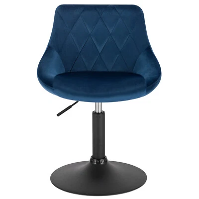 Barstuhl Barhocker Samt Drehstuhl Hocker Stuhl Bar drehbar höhenverstellbar Blau - Bild 1 von 4