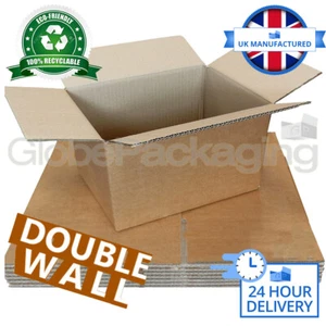 DOUBLE WALL CARDBOARD BOXES - ECO FRIENDLY STRONG PACKING REMOVAL STORAGE BOXES - Picture 1 of 31